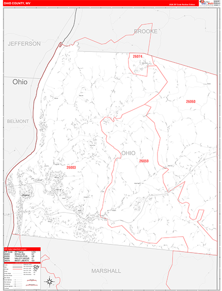 Ohio County, WV Zip Code Map
