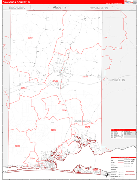 Okaloosa County, FL Zip Code Map