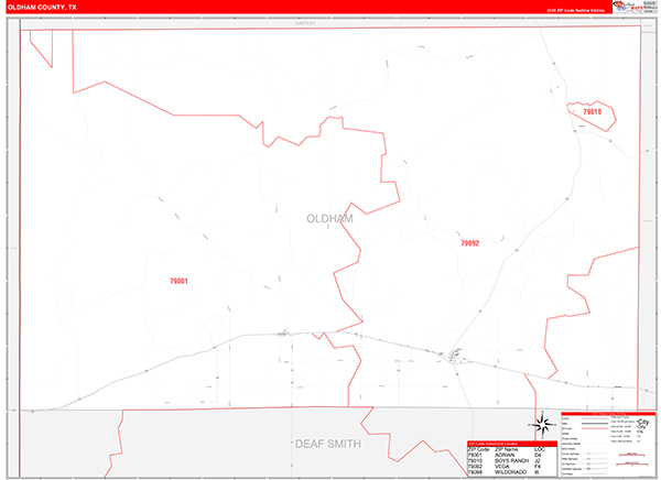 Oldham County, TX Zip Code Map