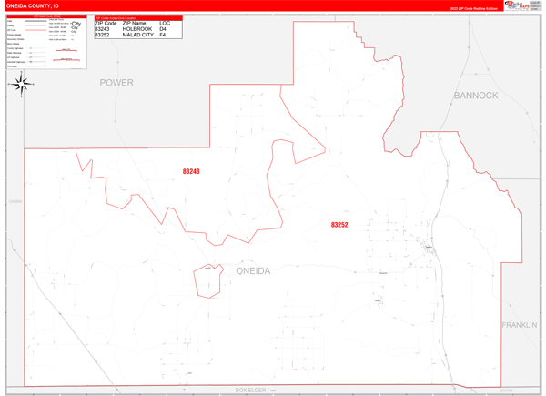 Oneida County, ID Zip Code Map