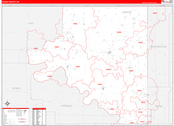 Osage County, OK Zip Code Map