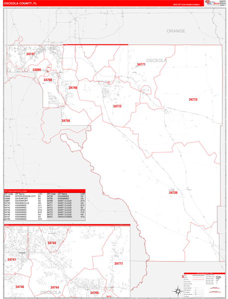Osceola County, FL Zip Code Map