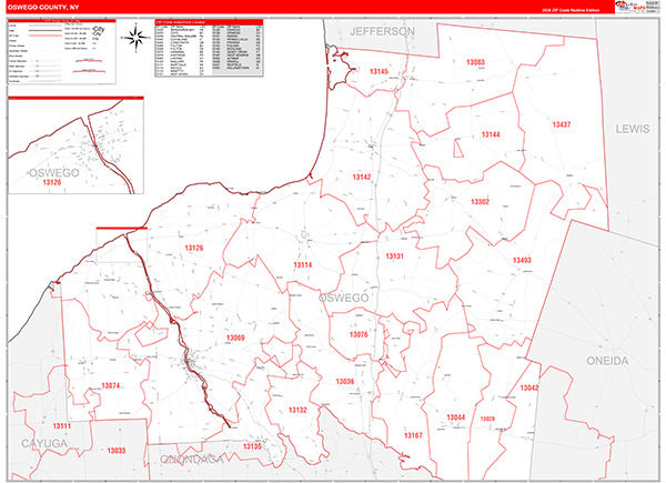 Oswego County, NY Zip Code Map