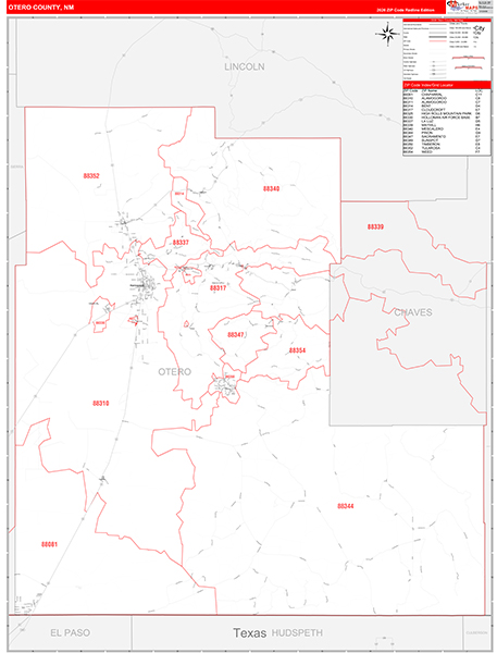 Otero County, NM Zip Code Map