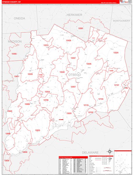 Otsego County, NY Zip Code Map
