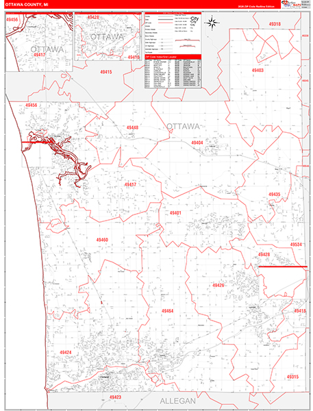 Ottawa County, MI Zip Code Map