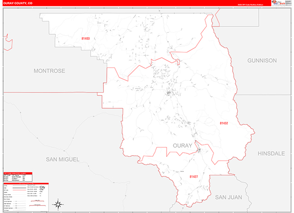Ouray County, CO Zip Code Map