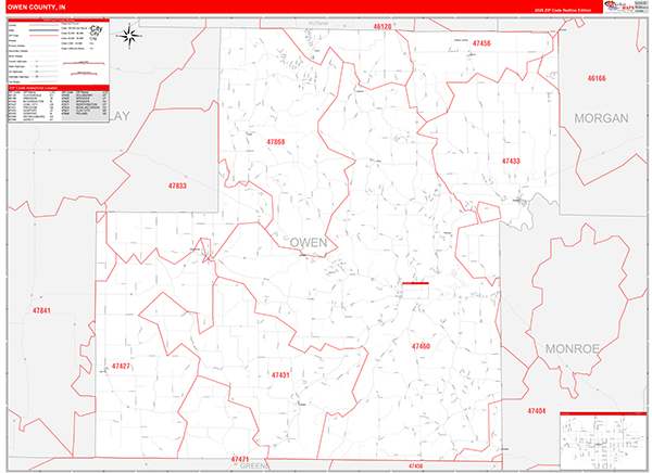 Owen County, IN Zip Code Map