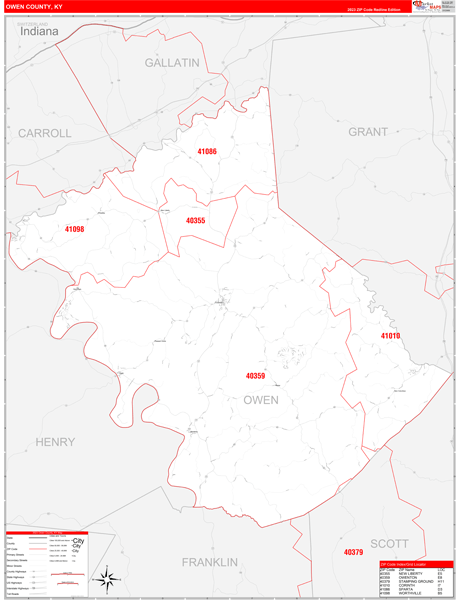 Owen County, KY Zip Code Map