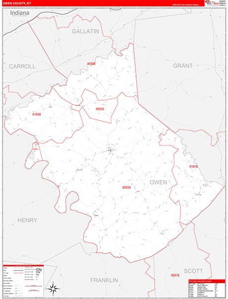Owen County, KY Zip Code Map