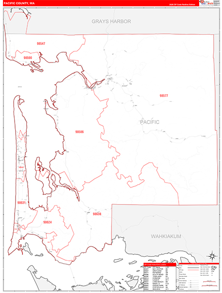 Pacific County, WA Zip Code Map
