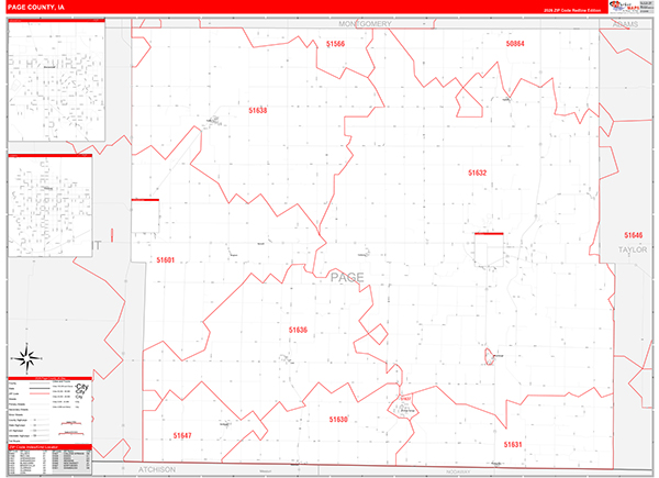 Page County, IA Zip Code Wall Map