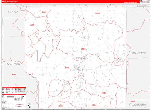 Panola County, MS Zip Code Map