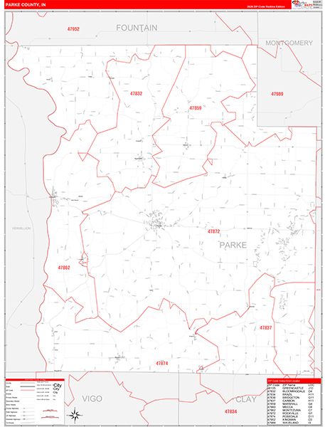 Parke County, IN Zip Code Map