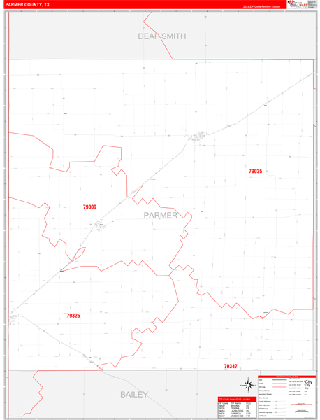 Parmer County Digital Map Red Line Style