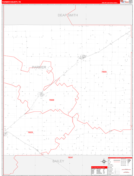 Parmer County, TX Zip Code Map