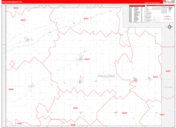 Paulding County, OH Zip Code Map