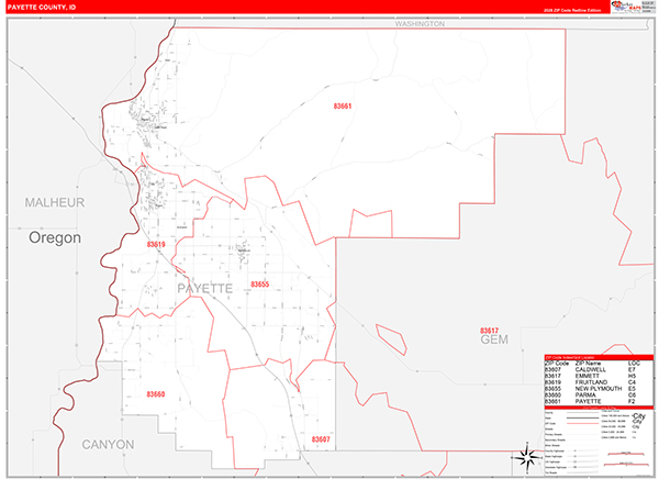 Payette County, ID Zip Code Wall Map