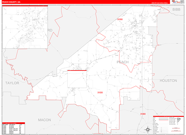 Peach County, GA Zip Code Map