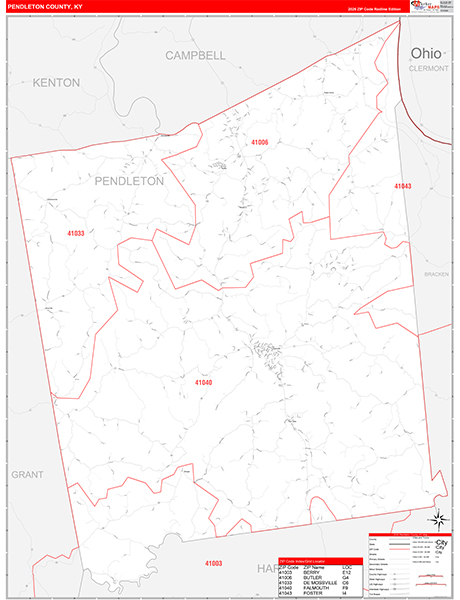 Pendleton County, KY Zip Code Map