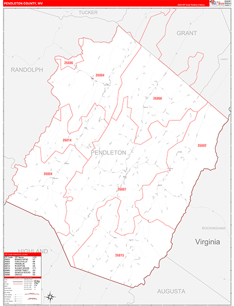 Pendleton County, WV Zip Code Map