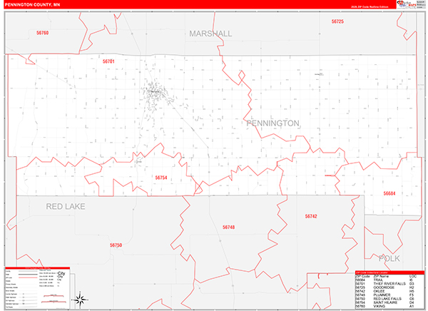 Pennington County, MN Zip Code Map
