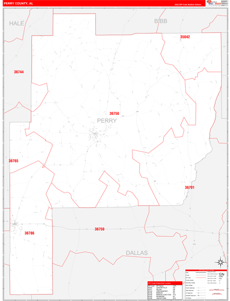 Perry County, AL Zip Code Wall Map