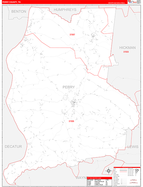 Perry County, TN Zip Code Map