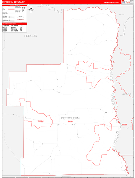 Petroleum County, MT Zip Code Map