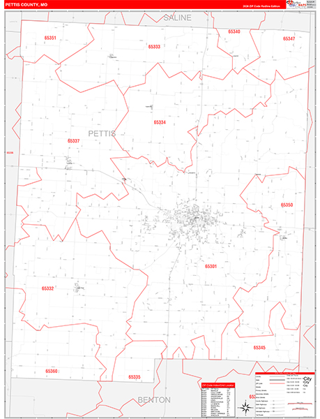 Pettis County, MO Zip Code Map