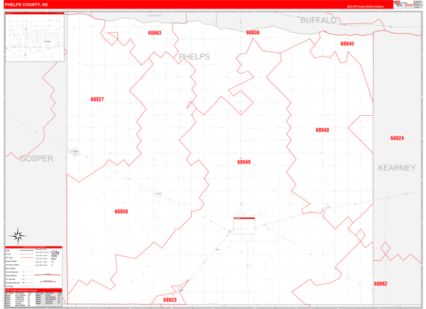 Phelps County Digital Map Red Line Style