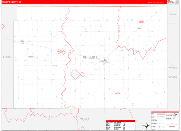 Phillips County, CO Zip Code Map