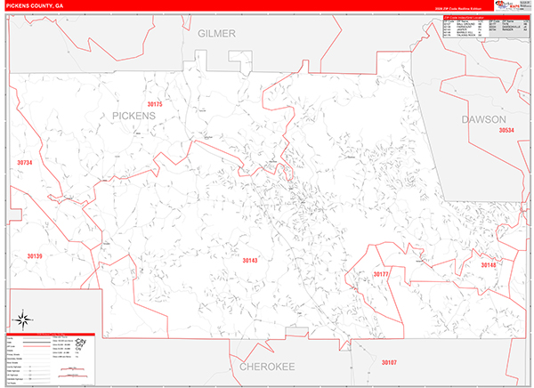 Pickens County, GA Zip Code Map