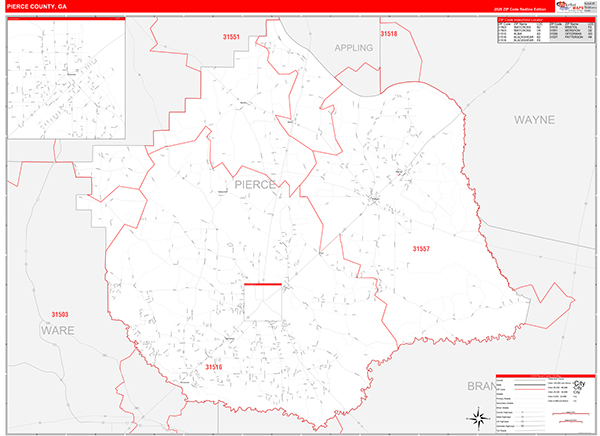 Pierce County, GA Zip Code Map