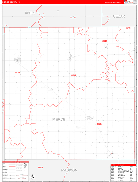 Pierce County, NE Zip Code Map