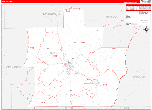 Pike County, AL Zip Code Map