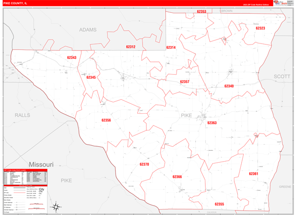 Pike County, IL Zip Code Map