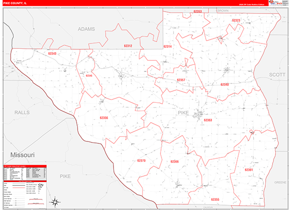 Pike County, IL Zip Code Map