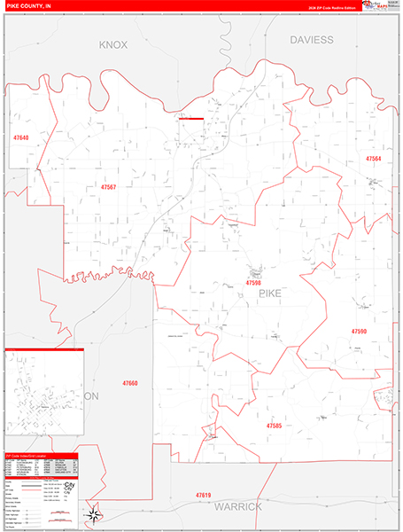 Pike County, IN Zip Code Map