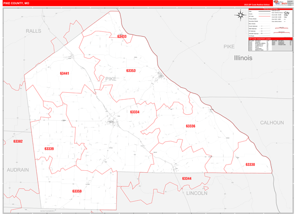 Pike County Digital Map Red Line Style