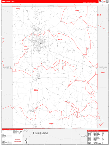 Pike County, MS Zip Code Map