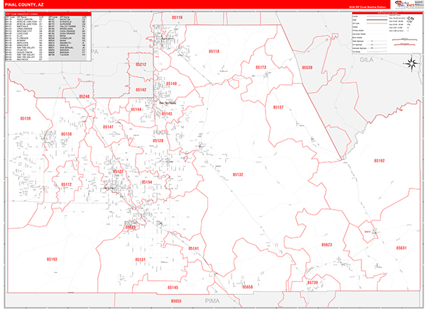 Pinal County, AZ Zip Code Map
