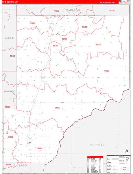 Pine County, MN Zip Code Map