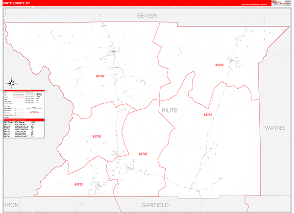 Piute County, UT Zip Code Map