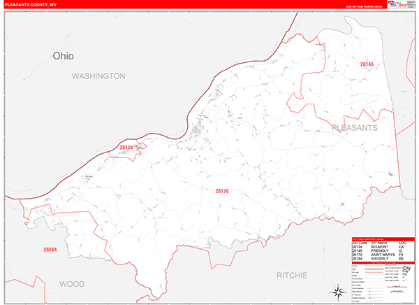 Pleasants County, WV Zip Code Map