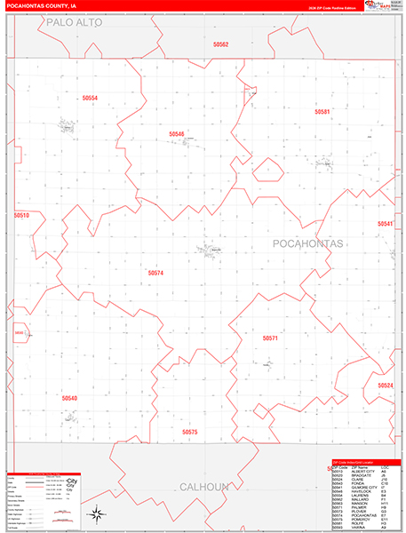 Pocahontas County, IA Zip Code Wall Map