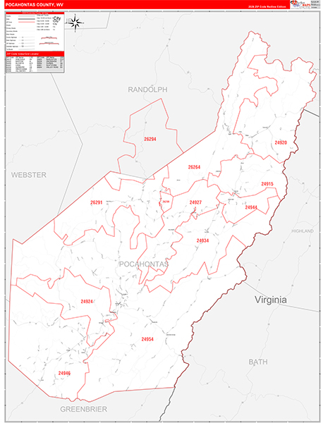 Pocahontas County, WV Zip Code Map
