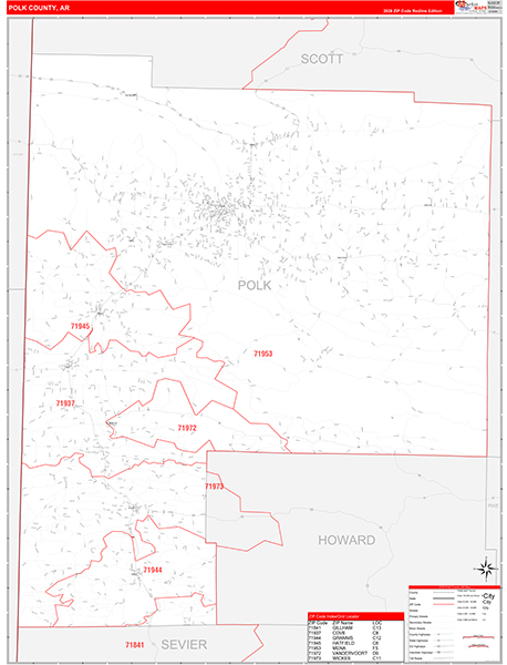 Polk County, AR Zip Code Map