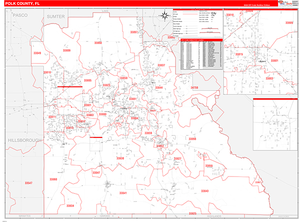 Polk County, FL Zip Code Map