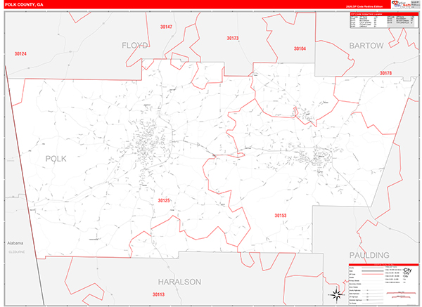 Polk County, GA Zip Code Map